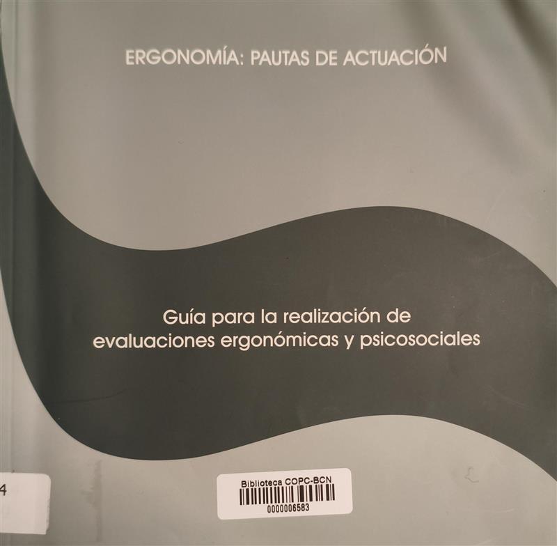 Ergonomía :  pautas de actuación : guía para la realización de evaluaciones ergonómicas y psicosociales / [director del proyecto-redactor, Manuel Lucas Sebastián Cárdenas]